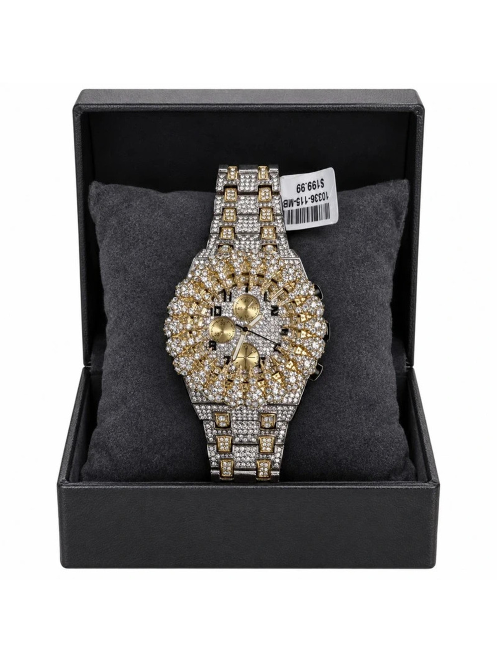 #831 Two Tone Crystal Sunburst Watch 45mm NWT Box